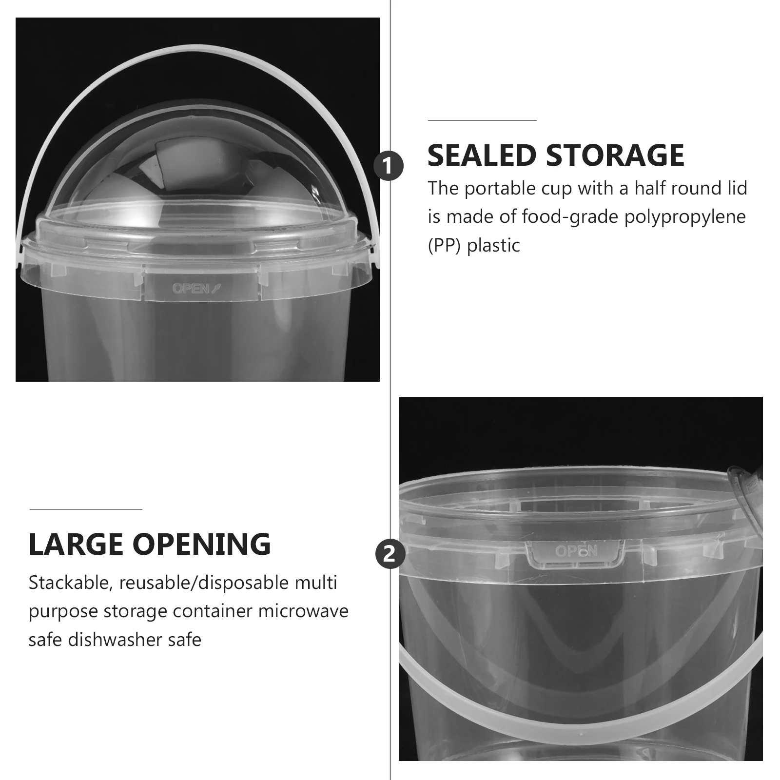 

5Pcs Plastic Food Safe Buckets Clear Small Bucket with Lid for Popcorn Ice Cream Snacks Milk Tea Party Containers