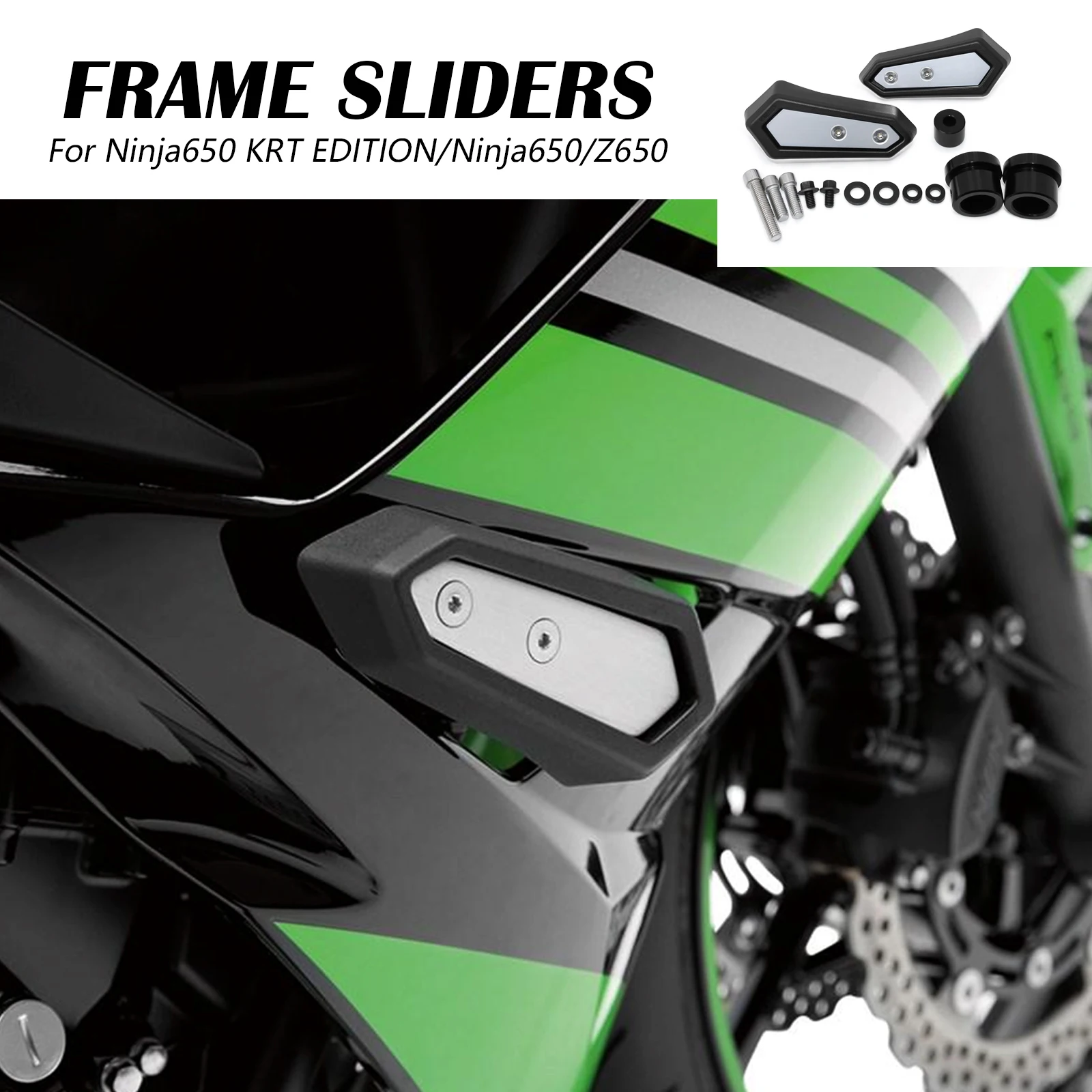 

For Kawasaki Ninja650 KRT EDITION Ninja 650 Z650 2025 2026 Motorcycle Engine Anti-collision Ball Frame Slider Protector Cover
