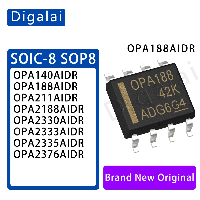 100%New original 2PCS OPA188AIDR OPA2333 OPA2335 OPA140 OPA2376 OPA2188 OPA2330 OPA211AIDR SOIC-8 Operational amplifier chip