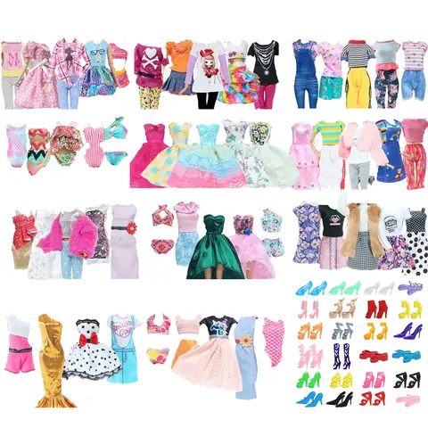 10 Pcs/Set Fashion Outfits 30cm Doll Shirt Pants Dress Shoes 11.5 Inch Doll Clothes Dollhouse 11.8" 1/6 Doll Accessories Toy