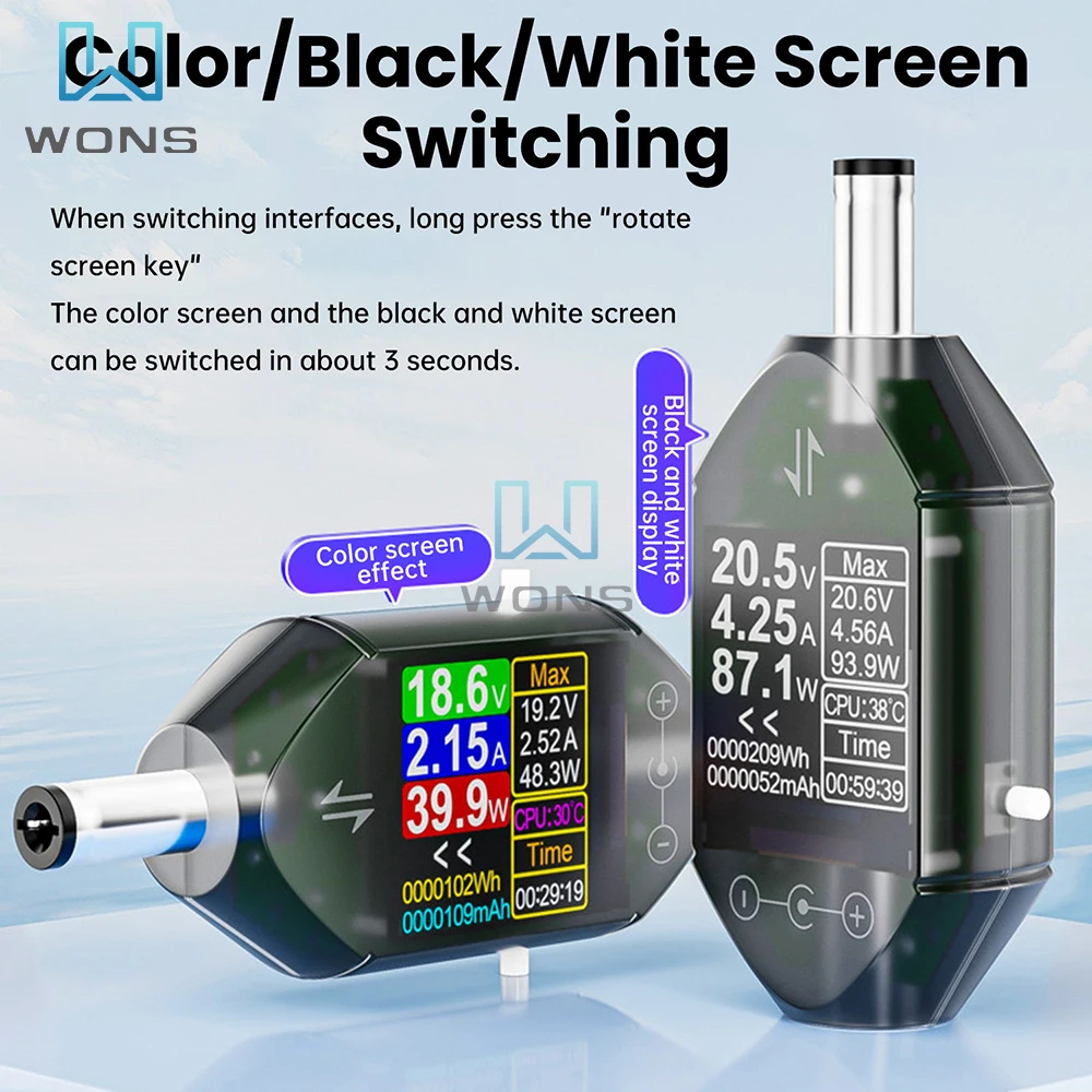 DT550 Meteran Daya Arus Tegangan DC Tampilan Digital Presisi Tinggi DC 5.5*2.5 Instrumen Pengujian Antarmuka DC 4.5-50V 0-12A