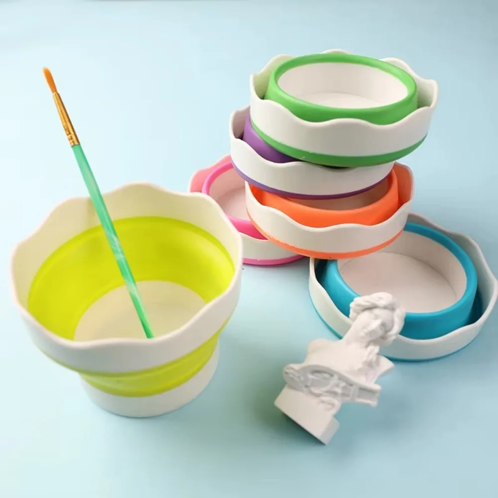 

Silicone Paint Brush Washer Portable Foldable Folding Washing Bucket Mini Retractable Brush Bucket for Oil Painting Face Paint