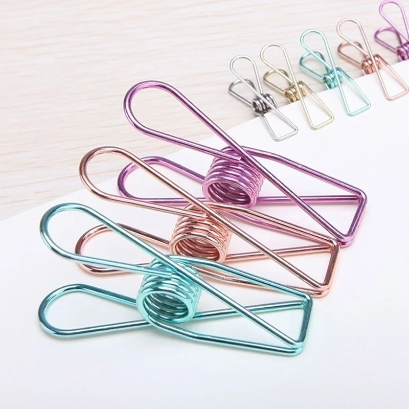 Cute Mini Metal Colorful Clip Decorative Bookmark Binder Envelope Writing Paper File Clips Office School Tool Desk Organizers