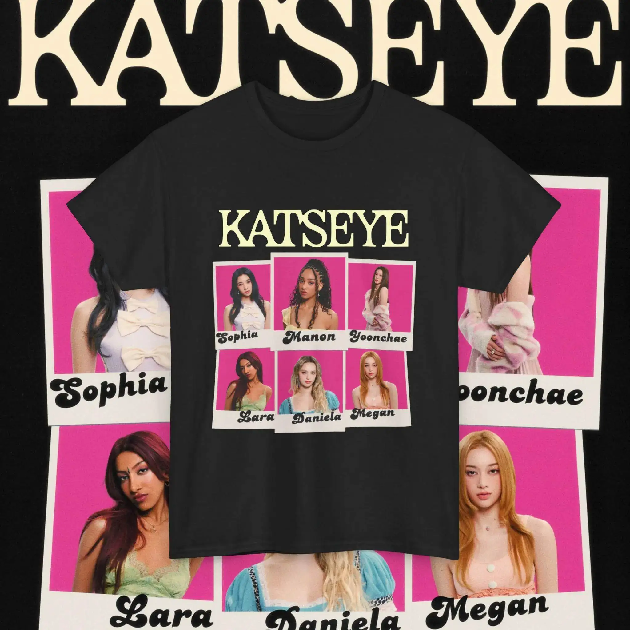 تي شيرت Katseye Retro Tee Katseye Merch Yoonchae Merch Kpop Merch صوفيا تي شيرت لارا مانون ميغان Kpop تي شيرت Katseye تي شيرت Kpop هدايا