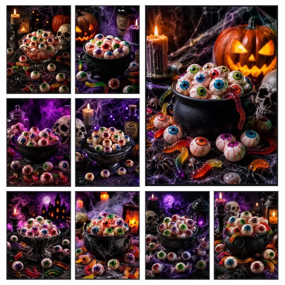 h-Halloween candy Eyeball Poster Modern Luxury Wall Poster Home Decor Space Enhancer