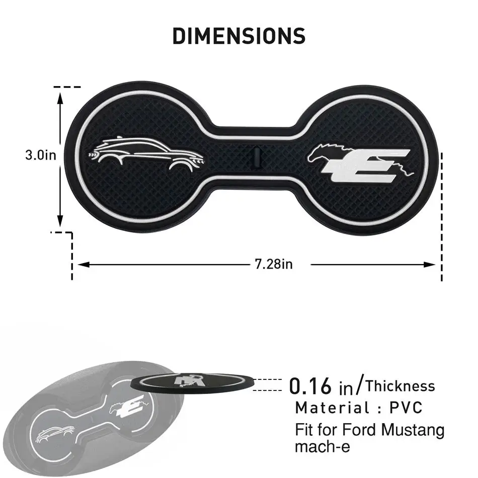 Coussin de fente de sous-verre de voiture antidérapant, porte-gobelet intérieur, polymères de poche, accessoires pour Ford Mustang Mach-e 2021-2023