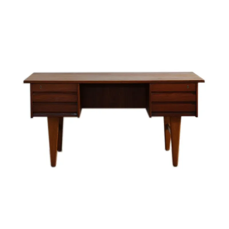 Solid Wood Vintage Burmese Teak Danish Vintage Writing Desk Desk