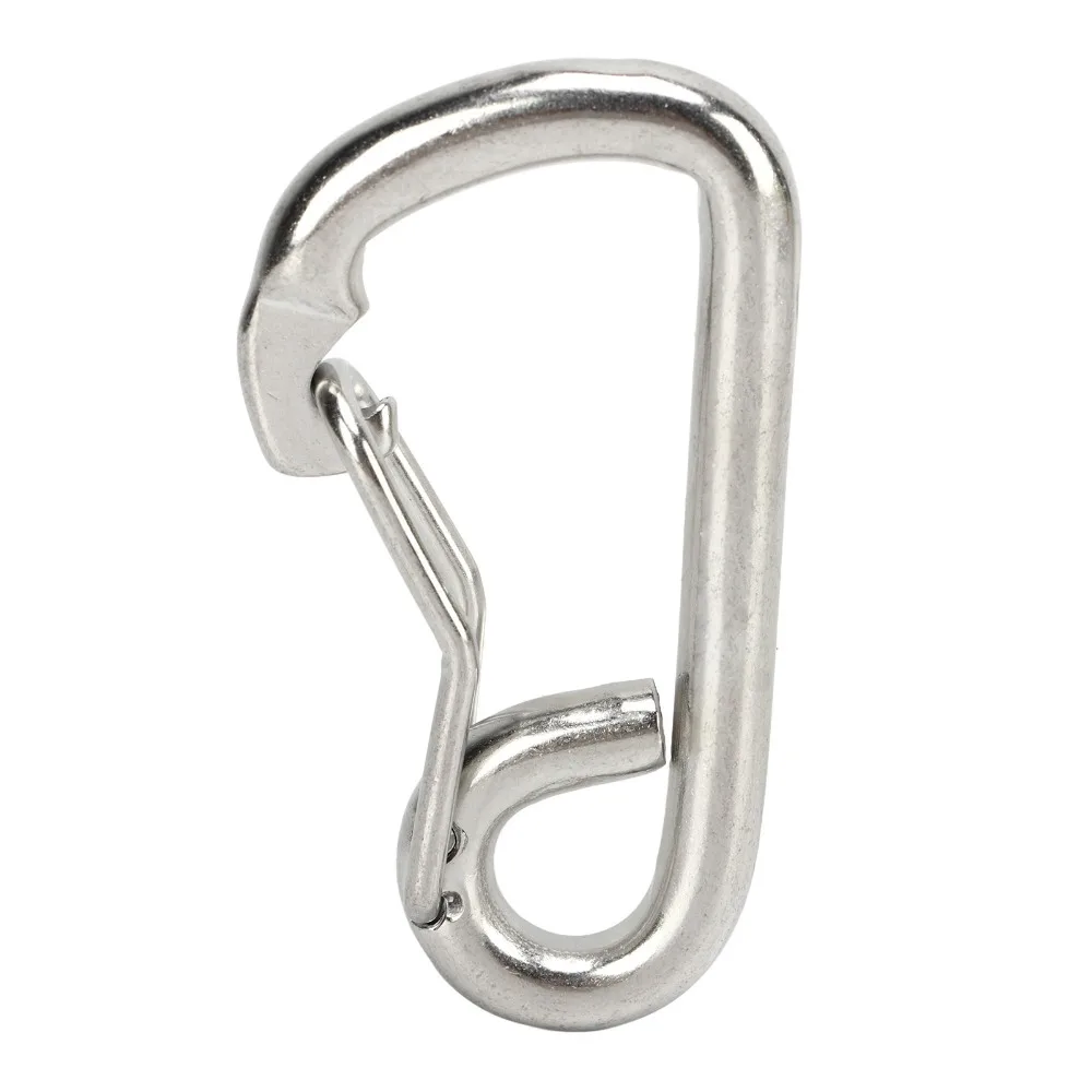 Heavy Duty 80mm Spring Snap Hook 316 Stainless Steel Bent Scuba Diving Safety Carabiner Diving Carabiner Scuba Diving