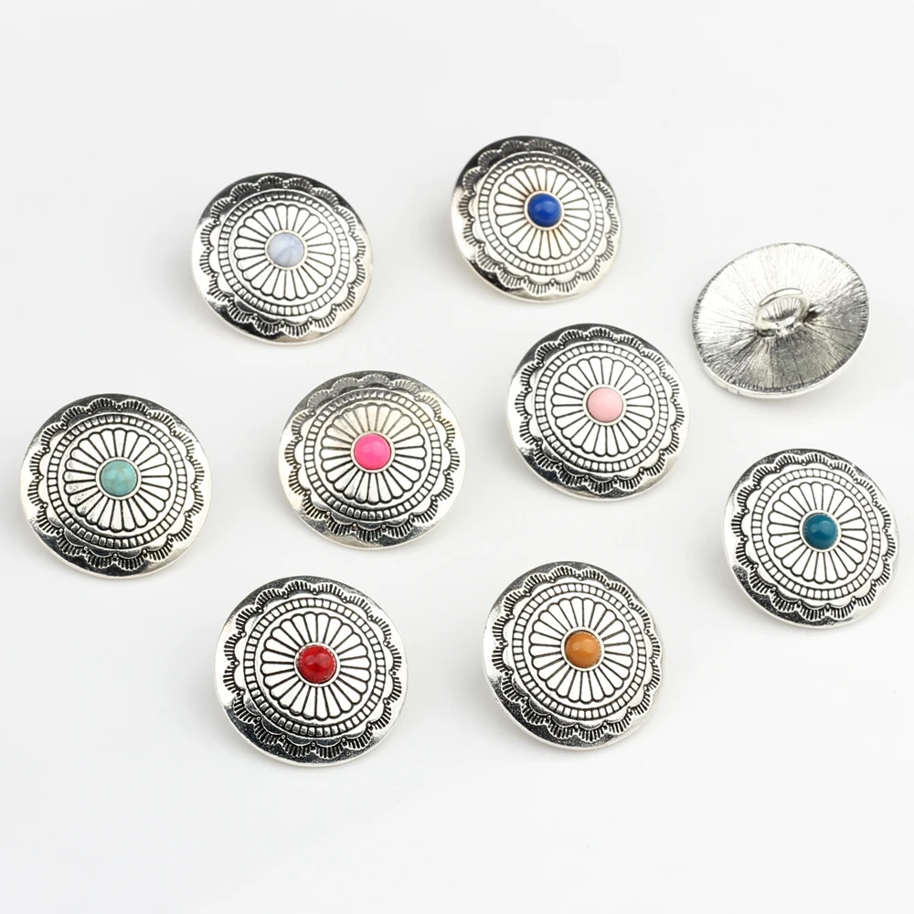 Zinc Alloy Retro Round  Sunflowers Buttons Charms For DIY CONCHO Charms 3pcs/lot 30MM Jewelry Accessories