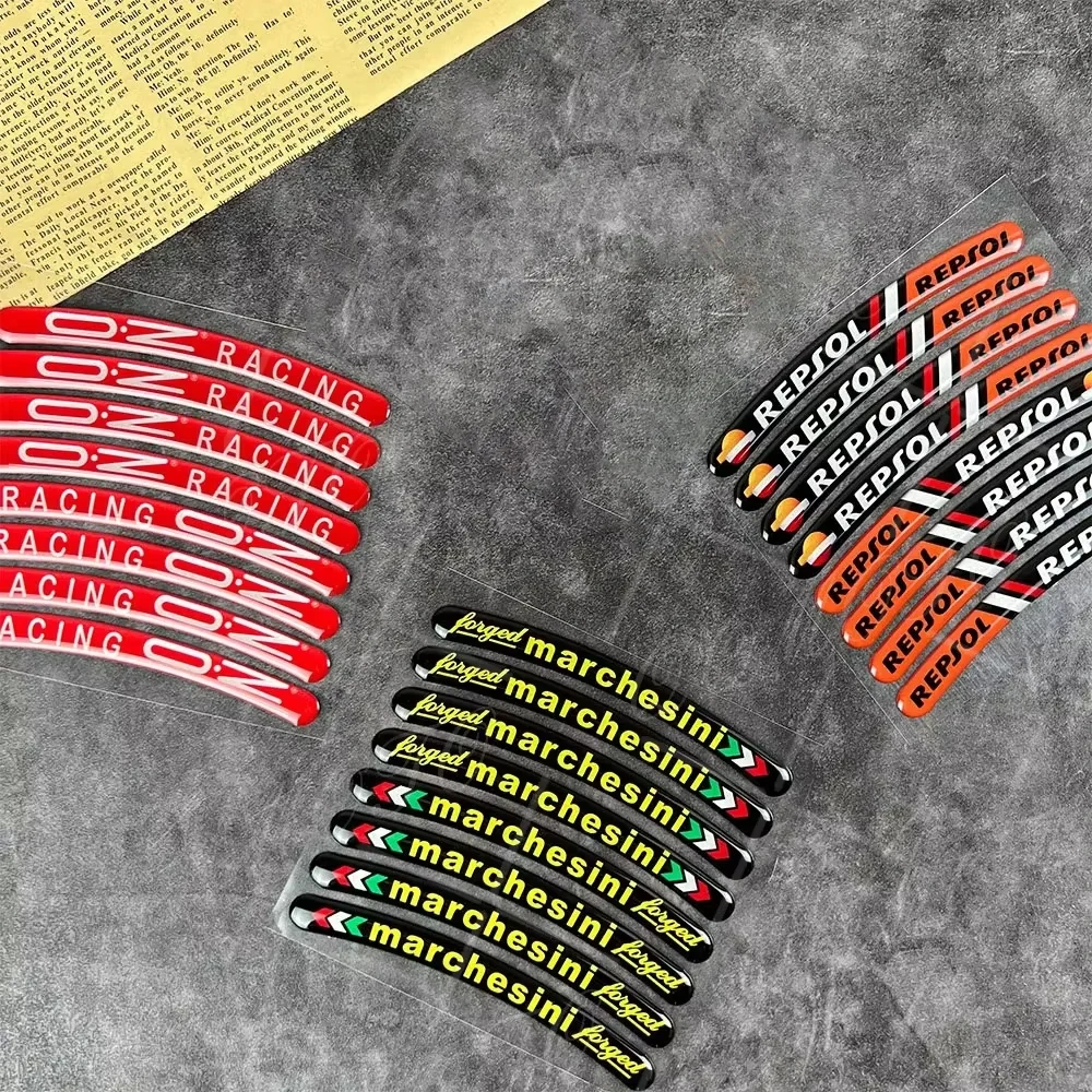 3D Gel Motorcycle Wheel Hub Sticker Decal Reflective Rim Stripe Tape For REPSOL Benelli GSXR Ducati Marchesini OZ