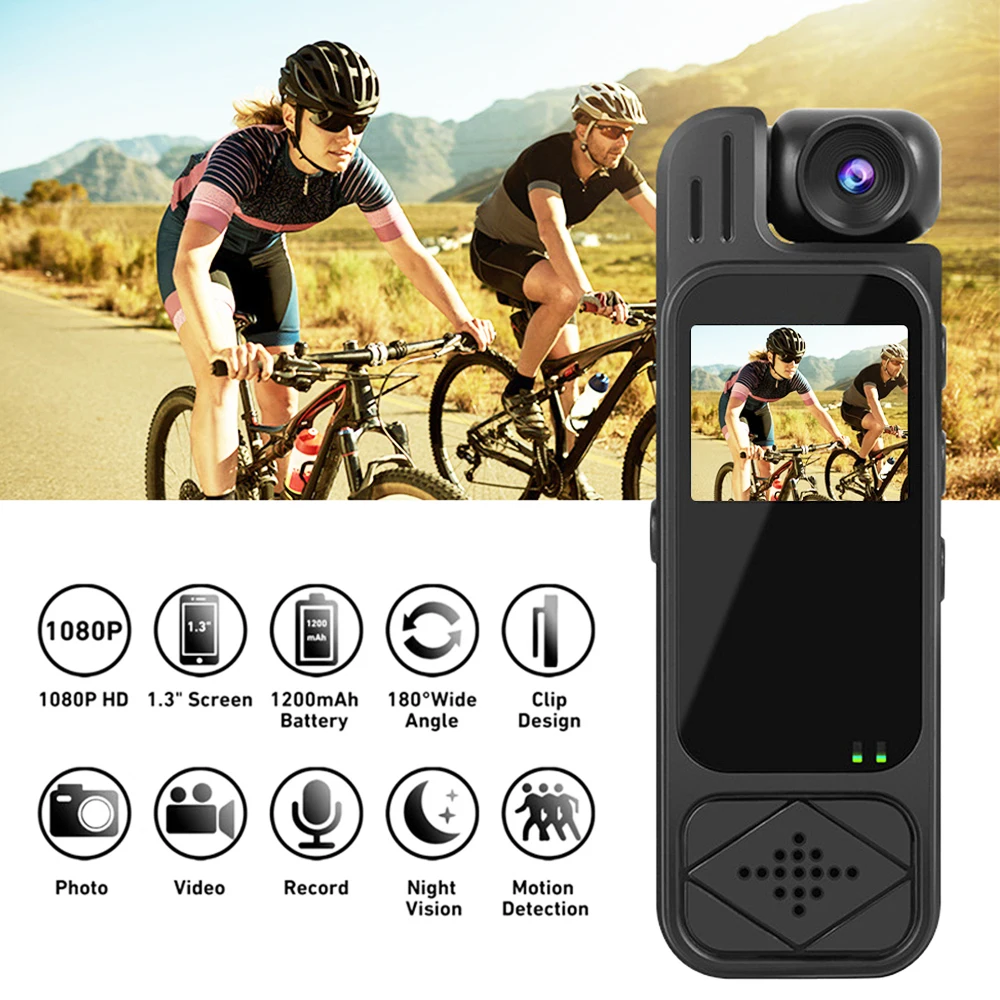 HD 1080P Mini Camera Portable Digital Video Recorder Infrared Night Vision Police Body Camera Rotatable Sports Small Camcorder