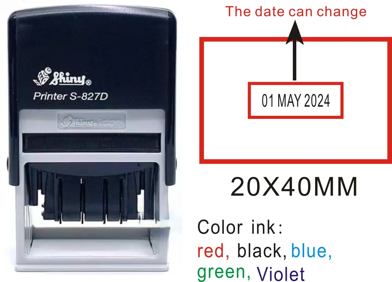 ختم الحبر بجودة وثيقة وتاريخ قابل للتعديل ، اسم مخصص ، شهادة ختم الوقت ، ظهر تلقائي ، مستطيل لامع