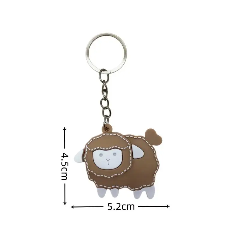 Weicher weißer Schaf-Schlüsselanhänger, Cartoon-Design, PU-Leder-Anhänger, langlebiger Taschenanhänger für Damen, Autoschlüssel, Geschenk für Feiertage – Detail 8