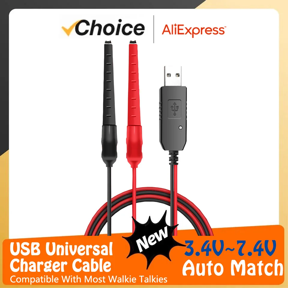 New Baofeng Walkie Talkie Universal USB Charger Cable For UV-5R UV-5RM BF-888S TYT Retevis Two Way Radio With Indicator Lights