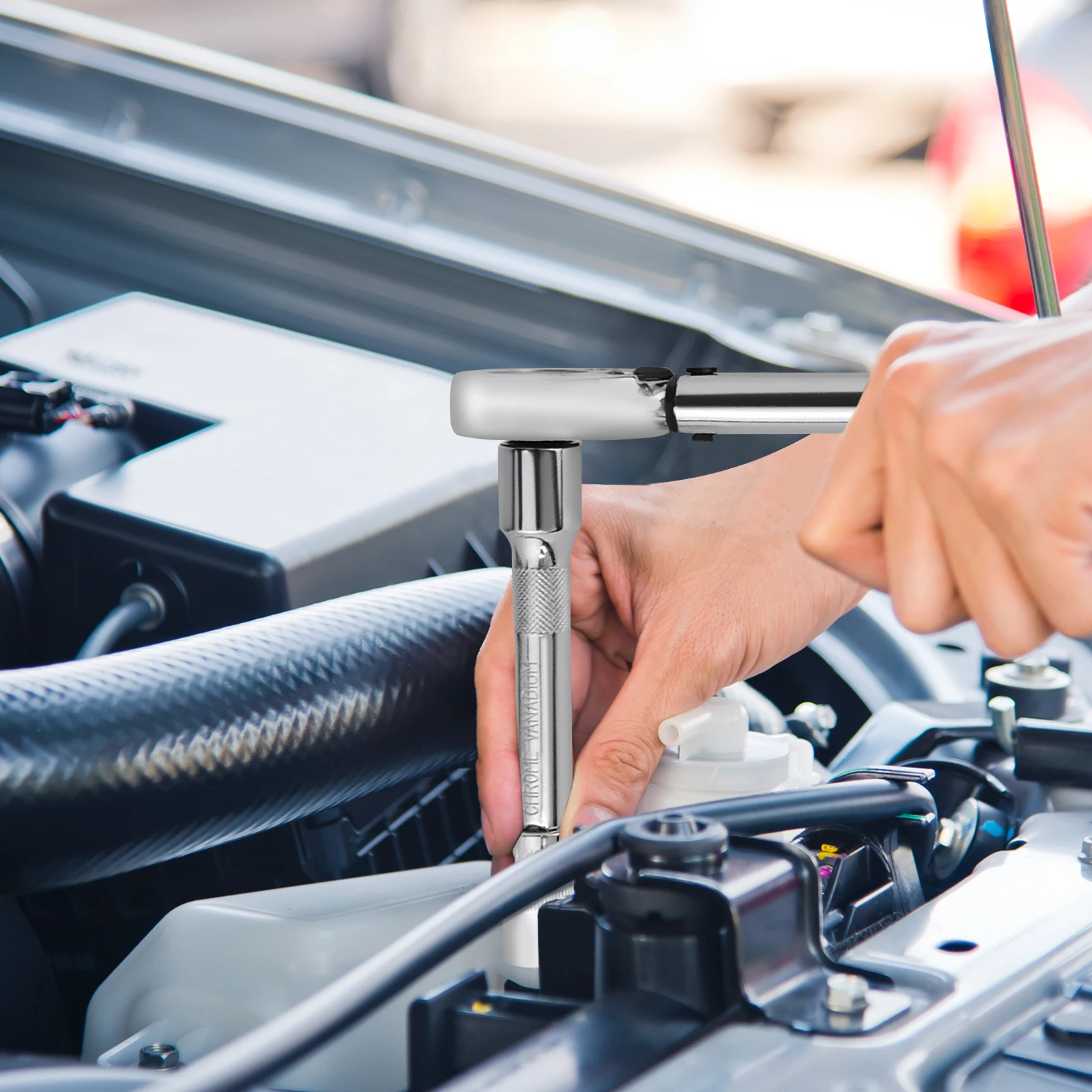 مفتاح عزم السقاطة 28-210 نانومتر، مفتاح ربط عجلة 1/2 بوصة، بما في ذلك. تمديد ومآخذ مسمار العجلات 17 مم / 19 مم / 21 مم