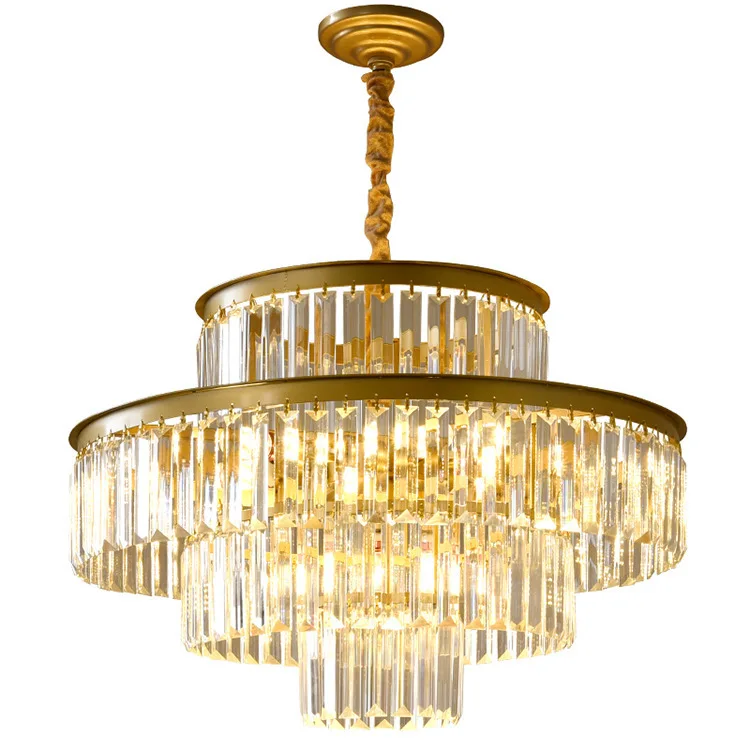 

American light luxury crystal chandelier hotel duplex villa living room light simple modern model room dining room bedroom