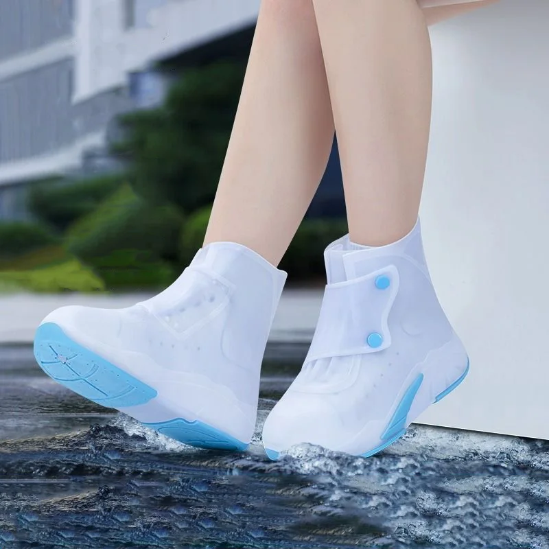 

Wholesale Jelly Shoe Covers Unisex Waterproof Washable Anti Skid Shoe Protector Button-up Durable Overshoes Galoshes Drop Ship