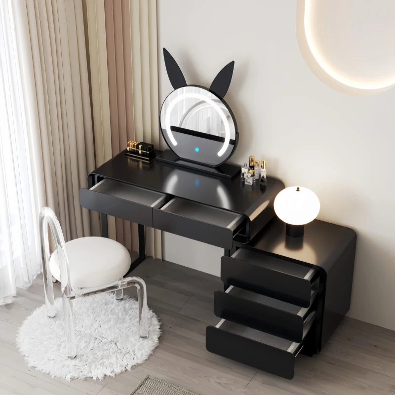 Bedroom Vanity Dressing Table with Mirror & Stool - close-up view