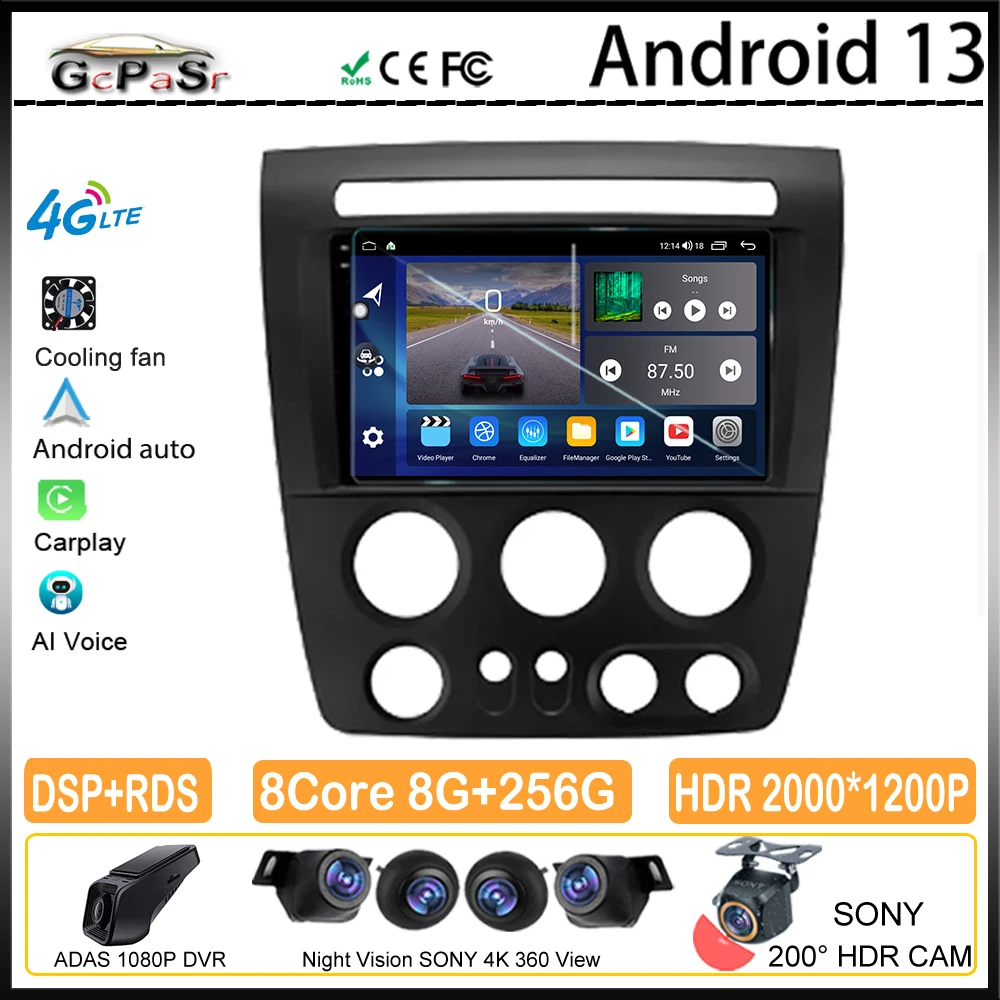 Android For Hummer H3 1 2005 - 2010 Multimedia Car Player Auto radio GPS Video Navigation No 2Din Monitor Screen Stereo Radio