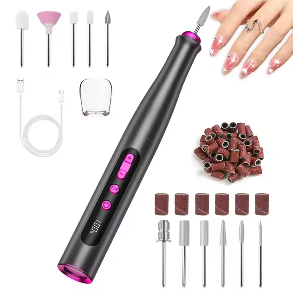 Taladro de uñas eléctrico portátil mini pulidor eléctrico de manicura taladro de uñas portátil USB