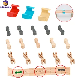 10PCS Wooden Railway Train Track Connector FixerBulk Track Accessories Connector Toys Holder Wooden Snap Track Scene Toys