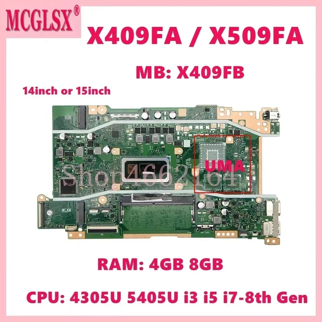 X409FA I3 I5 I7CPU Mainboard For ASUS X409F X509FA A409F F409F F509F A509F X409FB X509FB X409FJ X409FL X509FL Laptop Motherboard
