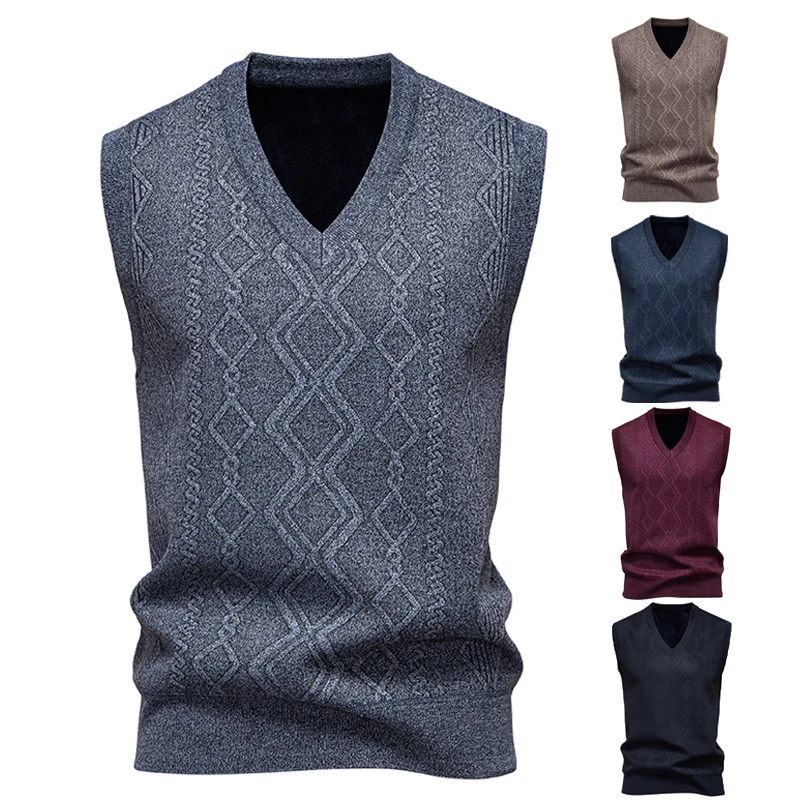 

Мужской трикотажный жилет-пуловер без рукавов 2026: эластичный, мягкий, легкий, повседневный, приталенный