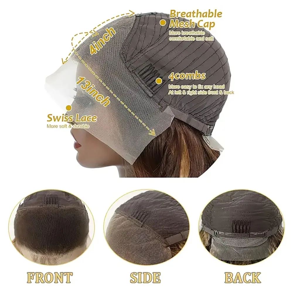 Podkreśl koronkowa peruka na przód ludzkich włosów głęboka fala 13x4 koronkowa gęstość 200% czołowej wstępnie oskubane 4/27