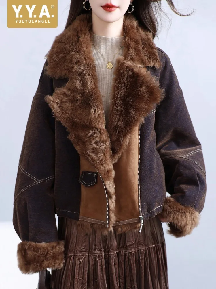 Nuovi capispalla invernali da donna in vera pelliccia patchwork vintage addensare caldo piumino cappotto corto casual di design ampio di alta qualità