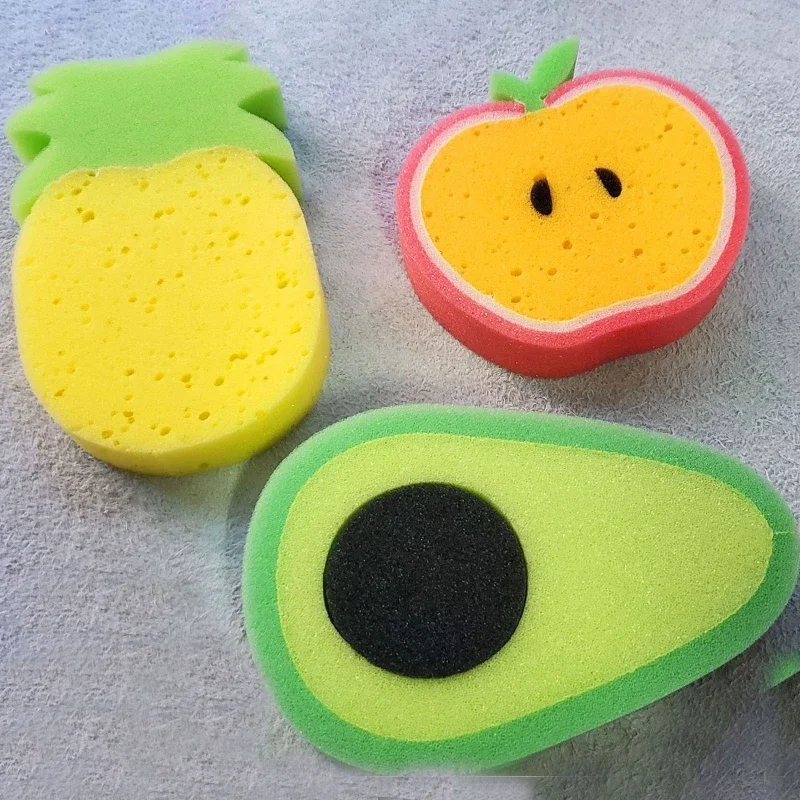 Leuke Fruitvormige Lichaamsreinigingsspons Cartoon Body Scrubber Badkamerbenodigdheden Doucheborstel Badgereedschap voor Kinderen Volwassen willekeurig 1pc