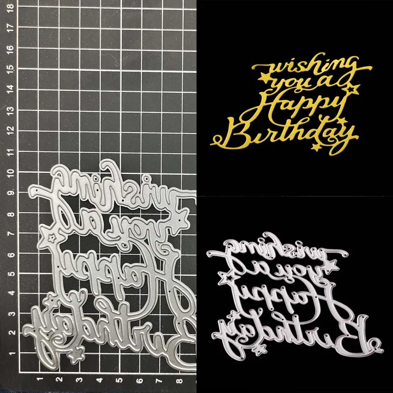 

wishing you happy birthday Metal Cutting Dies Stencils For DIY Scrapbooking Decorative Embossing Handcraft Template