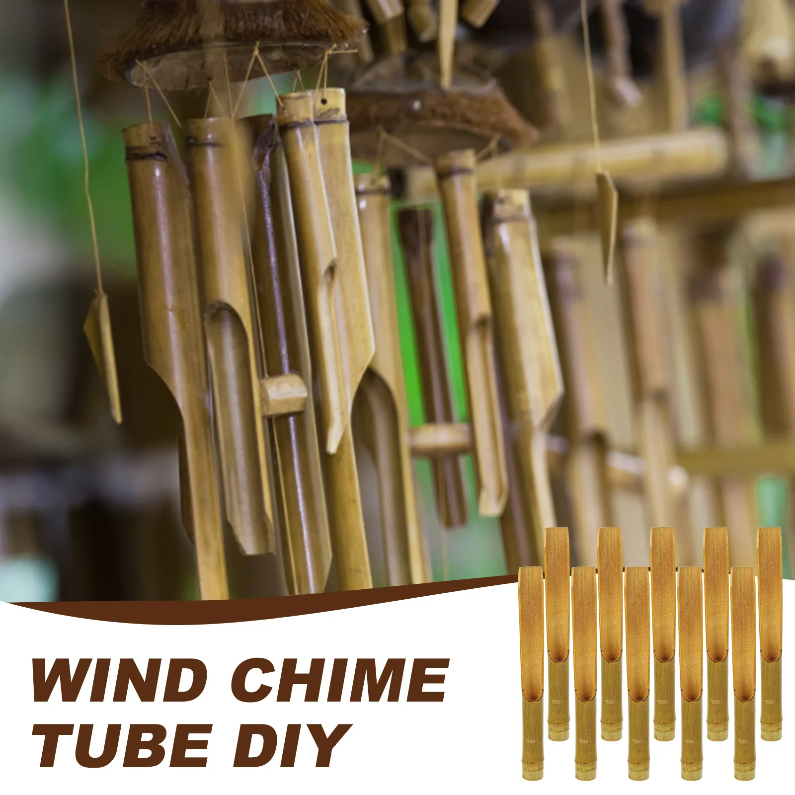 

10Pcs Bamboo Wind Chime Tubes DIY Craft Hollow Sound Garden Decor Pendant for Yard Porch Park Decoration Wind Chime
