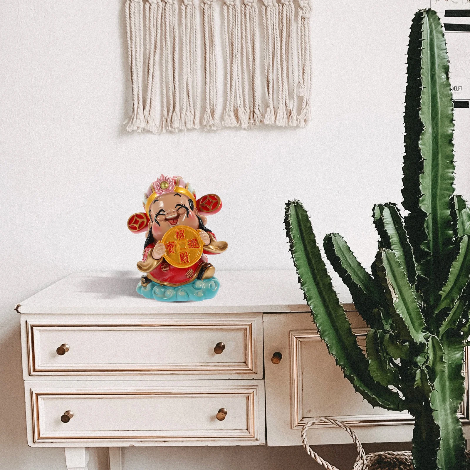 

1 Piece Resin God of Wealth Statue Home Decor Unique Desktop Ornament for Living Room Office Indoor Space Decoration