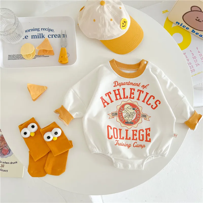 Korean Spring Autumn 2024 Baby Girls Rompers Cotton Printed Long Sleeve Loose Cartoon Infant Girl Bodysuit Newborn Girl Outfit