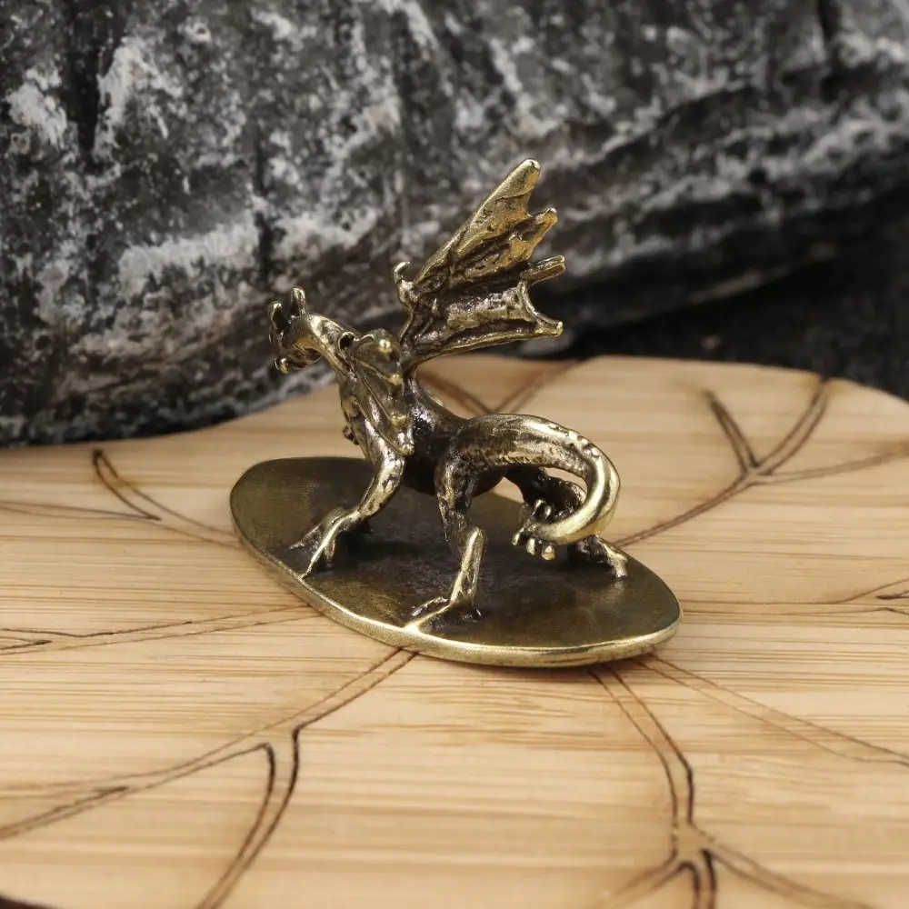 Solid Brass Pterosaur Dragon Sculpture Micro-carving Hand-held Little Flying Dragon Ornaments Copper Crafts Dragon Miniatures