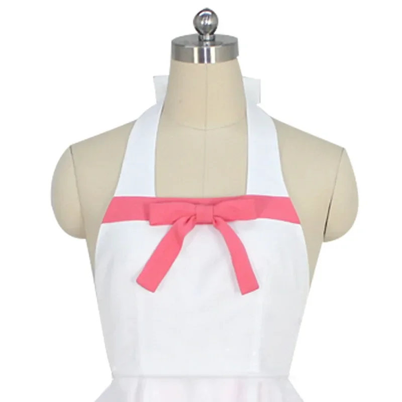 Anime Bakemonogatari Cos Oshino Shinobu Cosplay Costume Woman Lolita White Pink Dress Halloween Custom Made