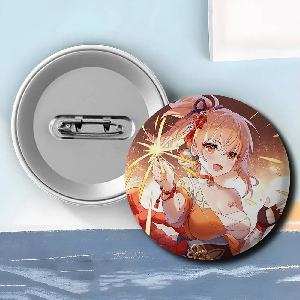 Yoimiya Genshin Impact Badges Round Exquisite Badge Brooches Creative Pins For Clothes Hat Backpack Gift Accessories