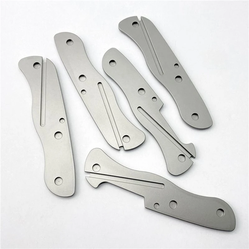 A03F Titanium Alloy TC4 Knife Handle Patches 111mm Folding Pocket Knife DIY Shank Patch Replacement Pair Silver