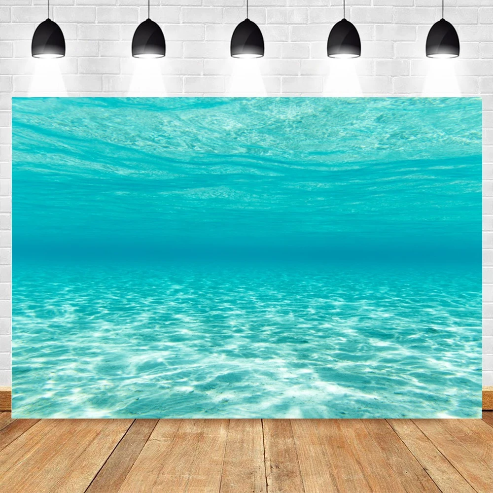 Underwater World Photo Background Undersea Sunlight Deep Blue Water Sun Ray Photography Backdrop for Children Birthday Party