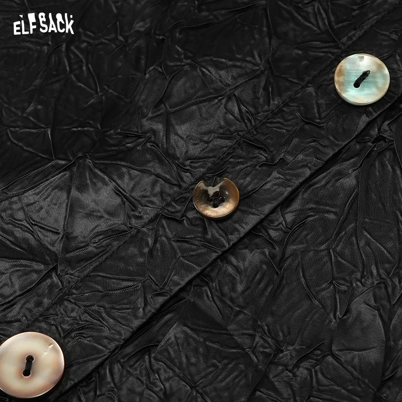 ELFSACK New Chinese Satin Half Skirt for Women's 24th Summer New Folded Split Long Skirt