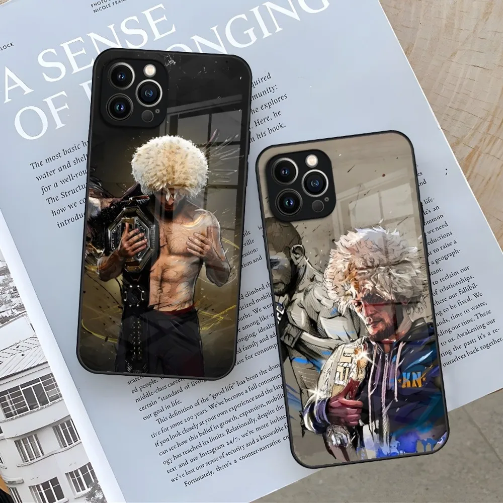 kHabib Nurmagomedov Phone Case for Iphone 15 14 12 11 13 Pro Max Mini X Xr Xs Se 8 Puls glass