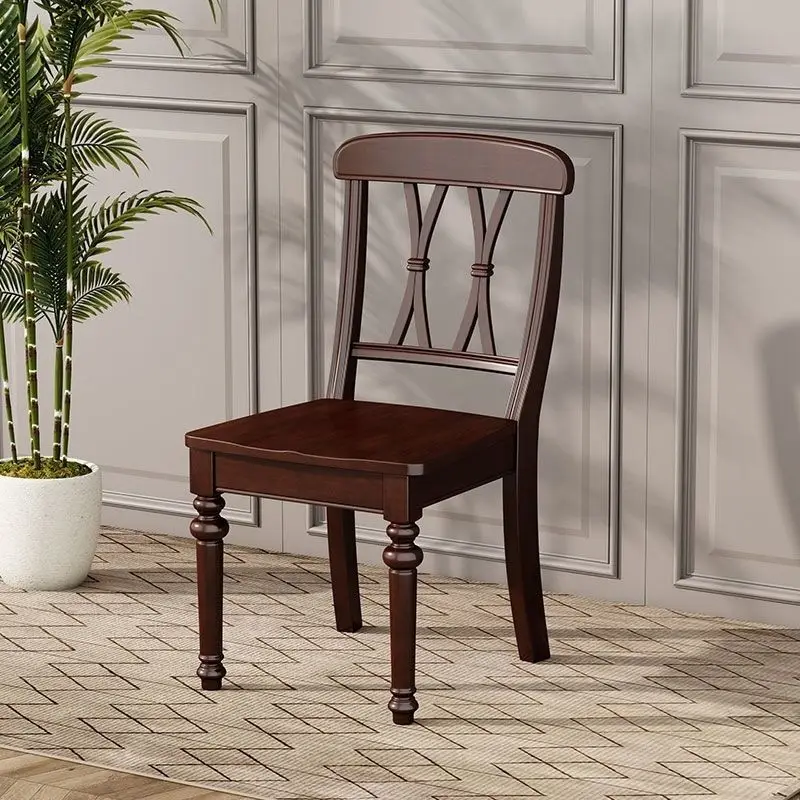 Household solid wood restaurant backrest soft bag modern chair French dining chair solid wood retro