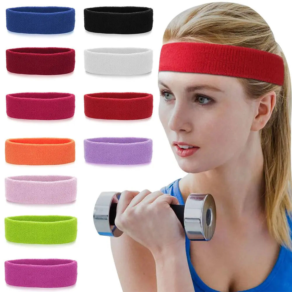 Sports Towel Headband Cotton Sweatband Elastic Hair Bands Athletic Sweat Bands Terry Cloth Moisture Wicking For Running