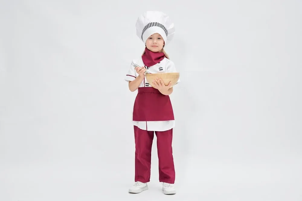 زي خيالي للأطفال أطقم خباز الحلوى التنكرية للرجال والنساء ملابس العمل لشيف الطعام الغربي #3