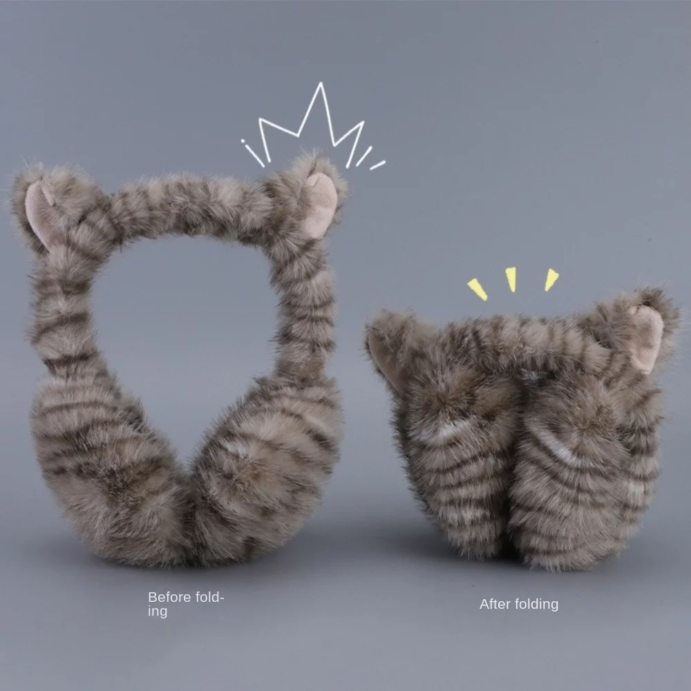 Novo padrão de gato feminino earmuffs à prova de vento mais quente outono e inverno capa de orelha confortável pelúcia ciclismo earflap presente aniversário
