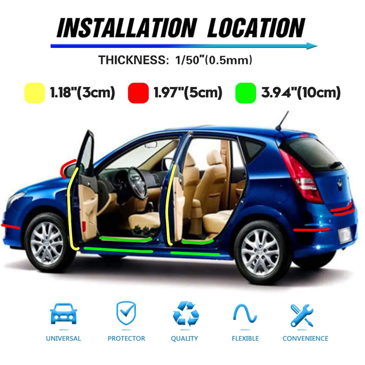 Car General Threshold Strip Invisible Transparent Anti-collision Sticker Door Anti-collision Sticker Trunk Anti-stepping Sticker