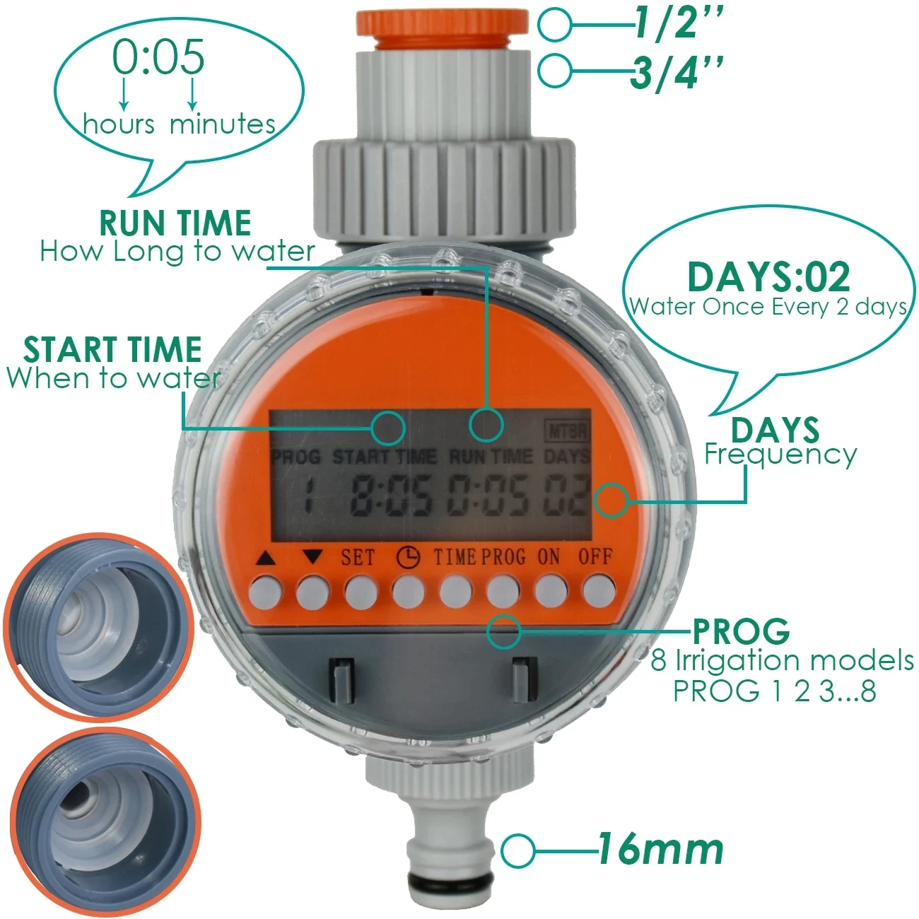 KESLA-válvula de bola electrónica automática, temporizador de riego por goteo, sistema de controlador de irrigador LCD para jardín, patio,