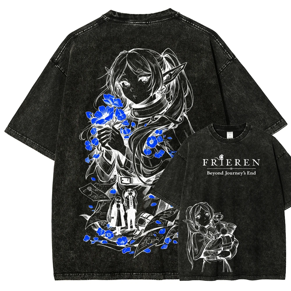 

Хит продаж: Футболка с принтом «Фрирен: За пределом пути», унисекс, модная, из хлопка, оверсайз, повседневная, в стиле Харадзюку