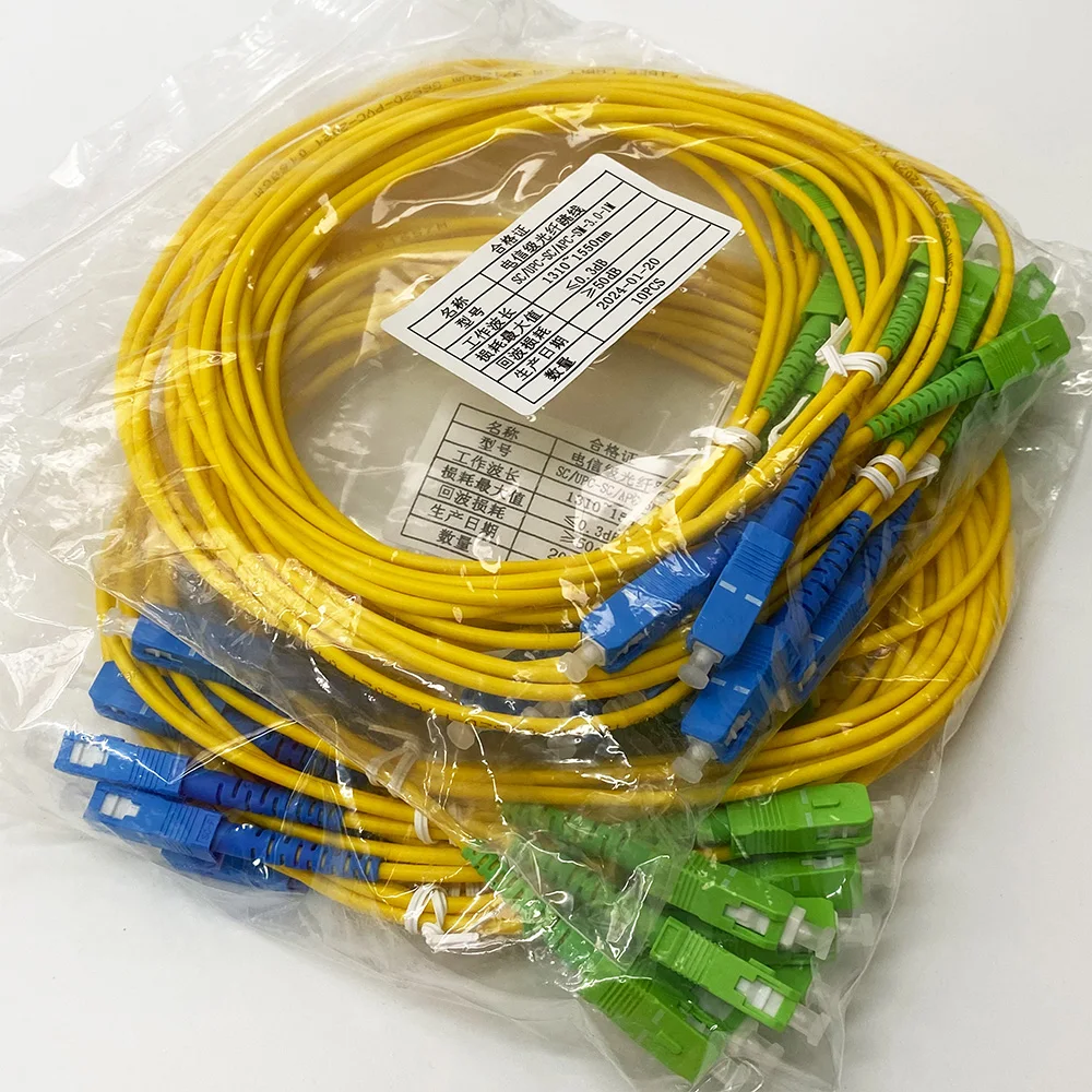 Imagem -06 - Apc-sc Upc Cabo de Fibra Óptica Único Modo 1m 3.0 mm 10 Pcs Simplex Ftth sm sc