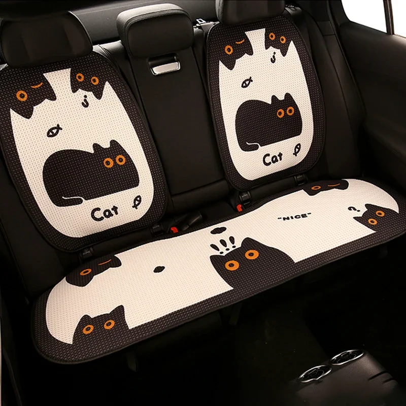 Kreatywna damska poduszka na fotel samochodowy Cute Cartoon Cat Uniwersalny pokrowiec na fotel samochodowy Akcesoria do wnętrz samochodowych na cztery pory roku — zdjęcie 3